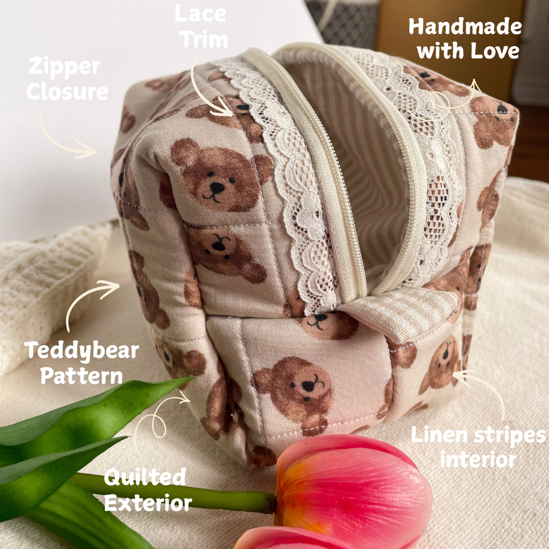 'Honey Bear' Quilted Make-up Bag