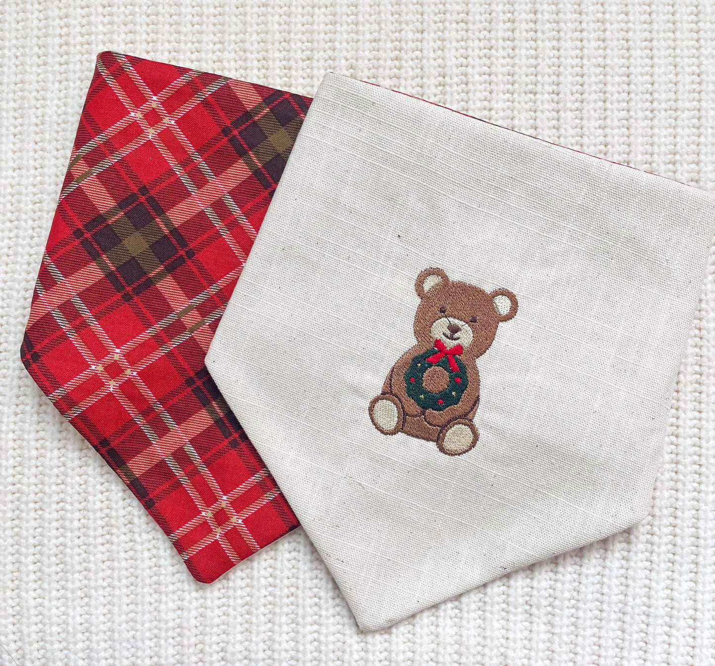 'Beary Festive' Reversible Embroidered Bandana