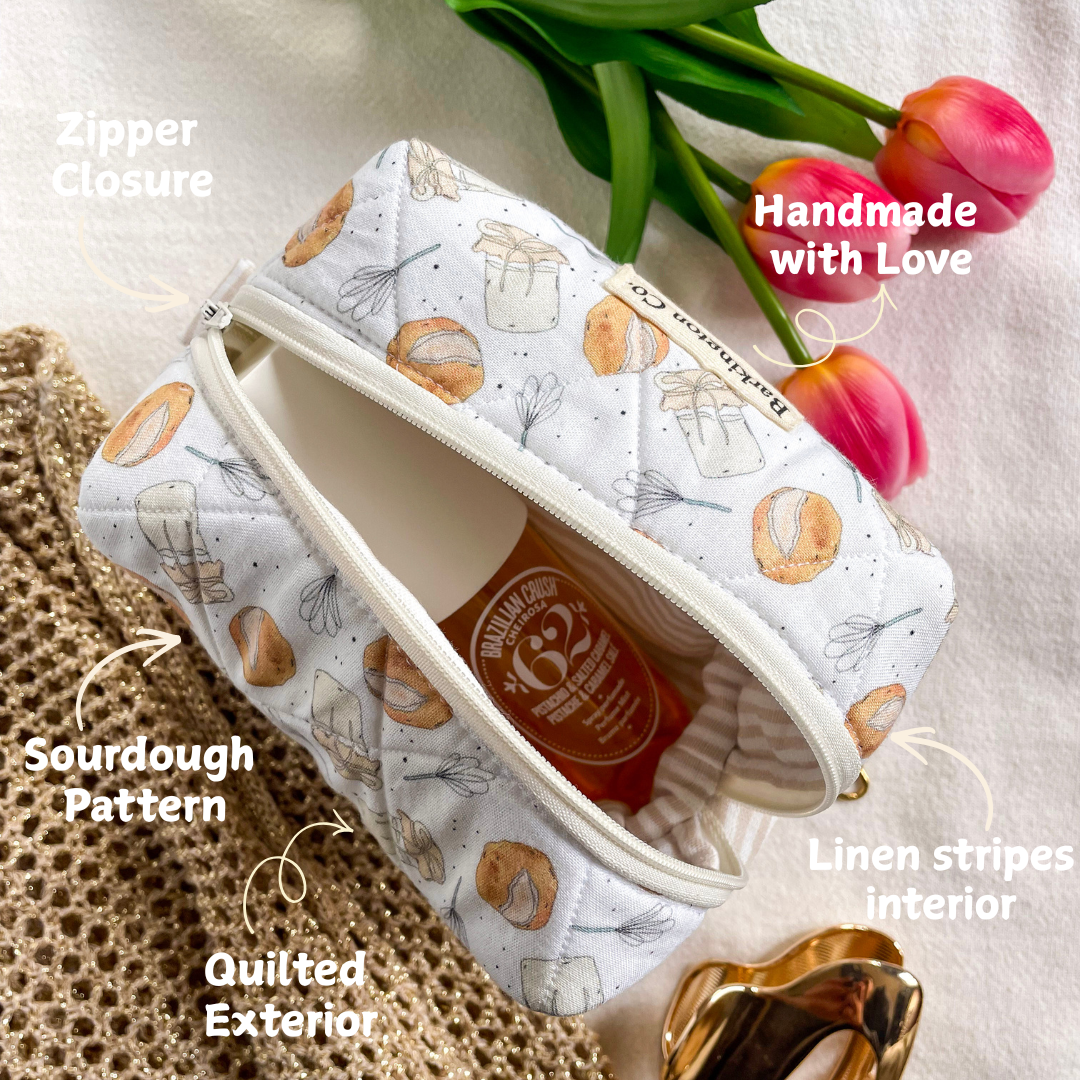 'Sourdough Mornings' Quilted Make-up Bag