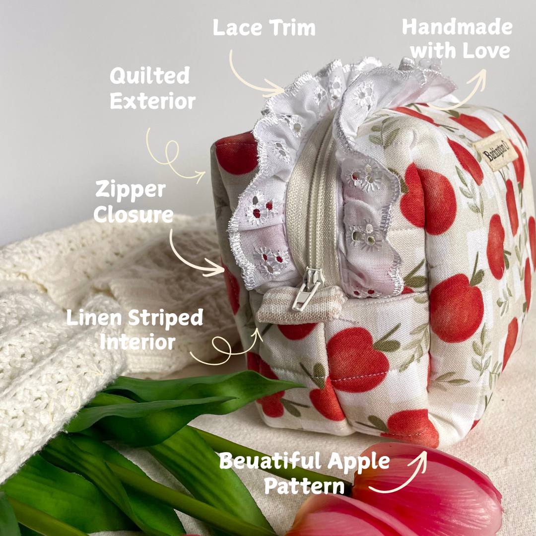 'Apple Blush' Quilted Make-up Bag