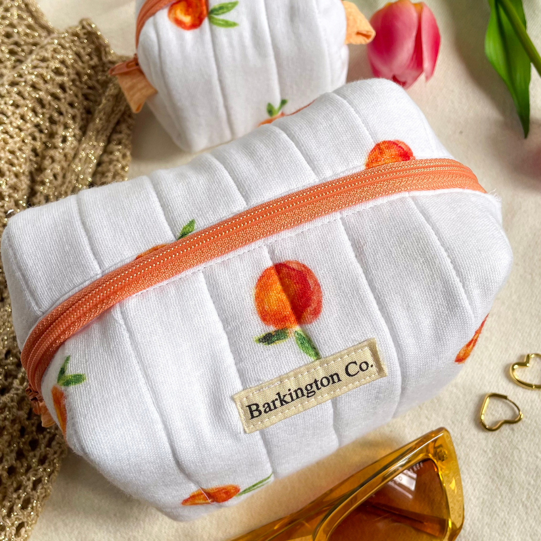 'Peach Glow' Quilted Make-up Bag