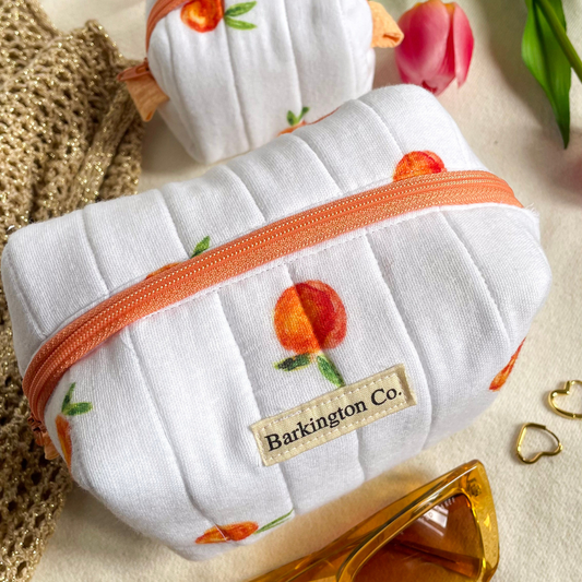 'Peach Glow' Quilted Make-up Bag