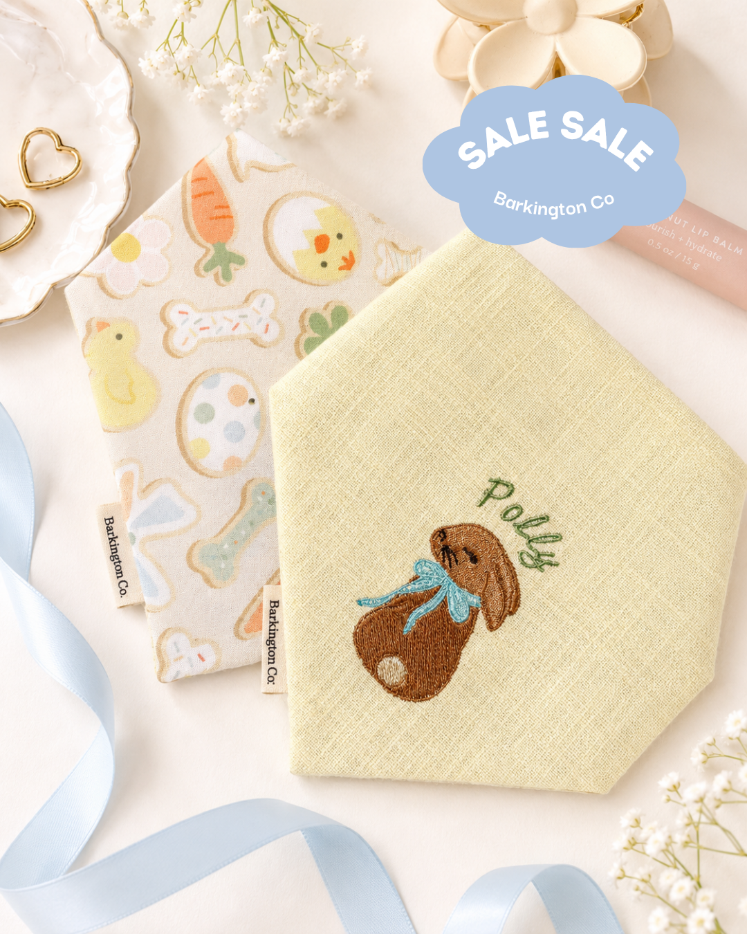 'Easter Cookies' Custom Embroidered Reversible Bandana