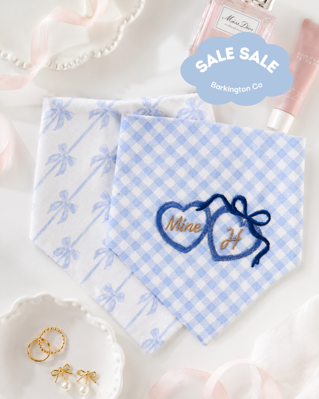 'Be Mine Locket' Reversible Custom Embroidered Bandana