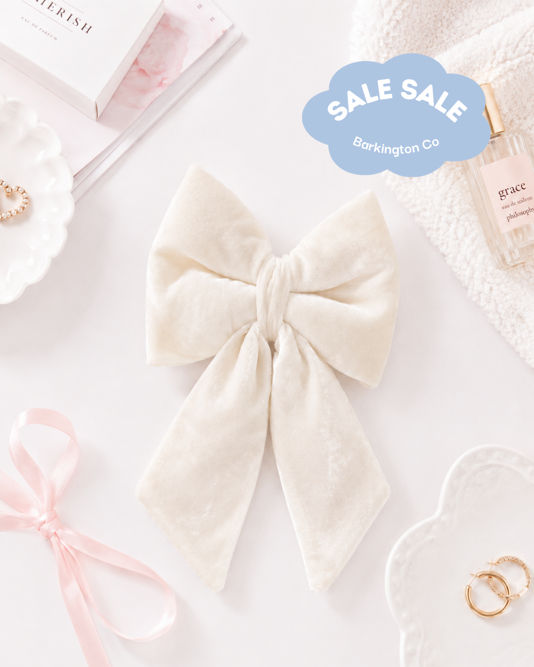 Cream Velvet Bow