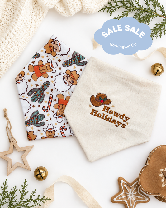 'Howdy Holidays' Reversible Embroidered Bandana