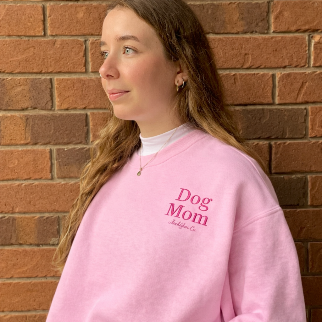'Dog Mom' Embroidered Custom Valentines Sweater