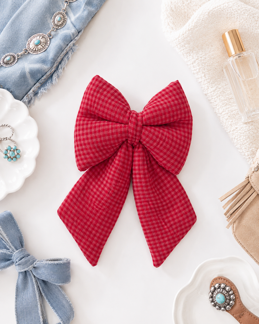 'Cherry Cola' Gingham Bow