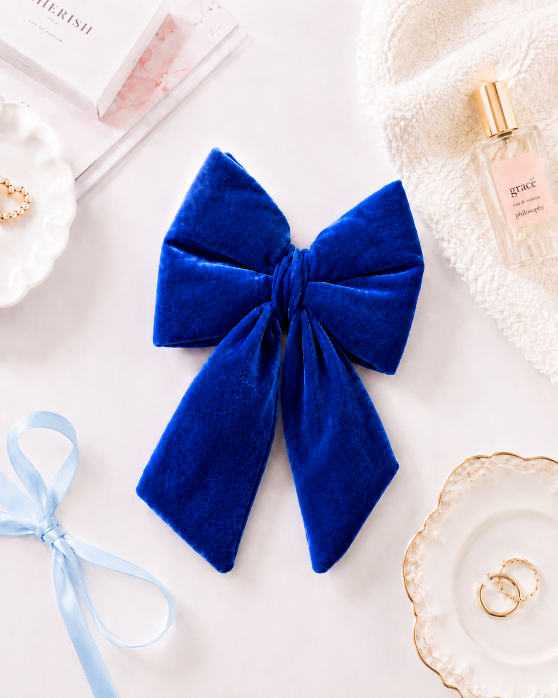 Electric Blue Velvet Bow