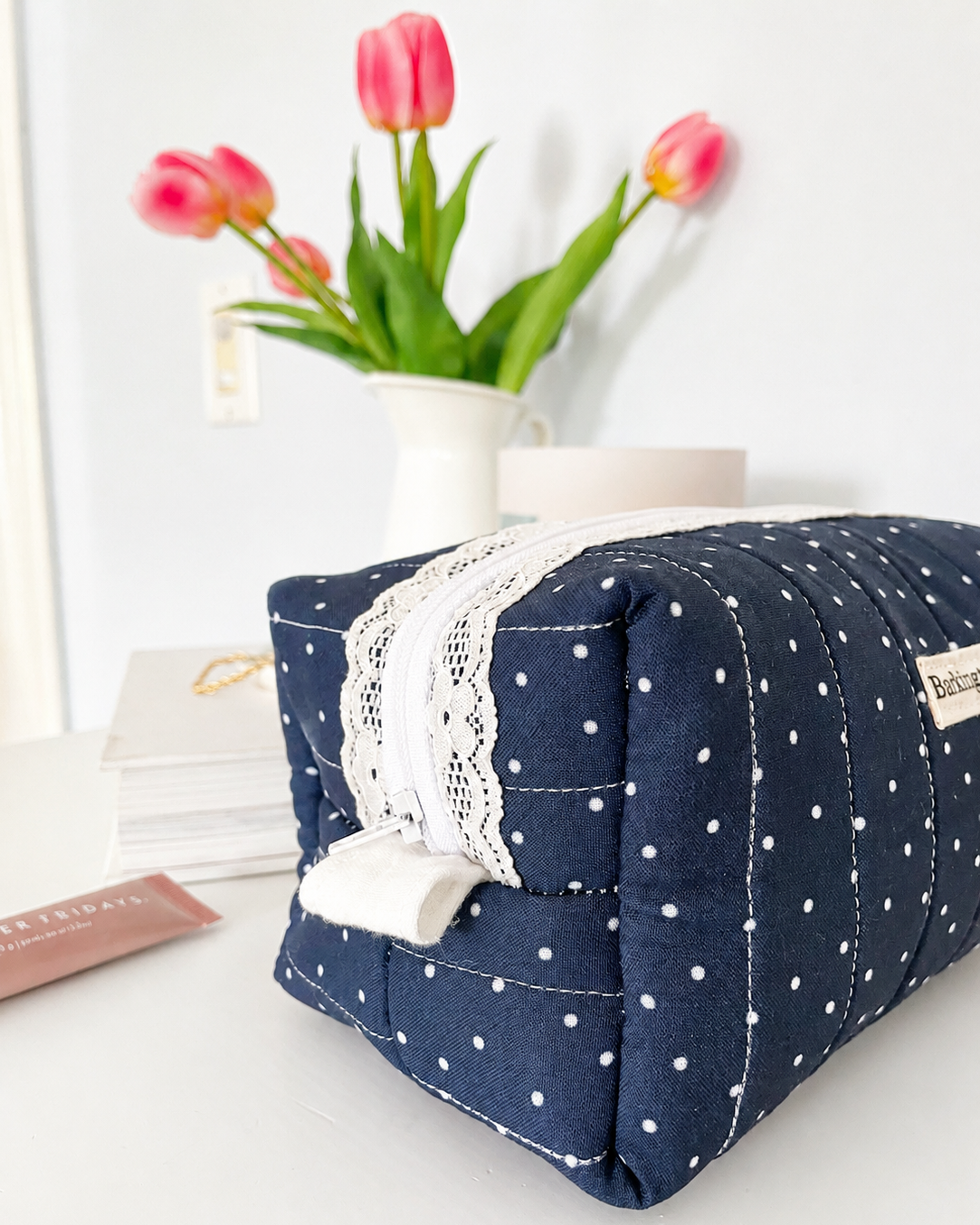 'Sunday In Navy' Cosmetic Bag