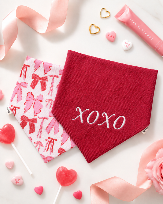 'XOXO' Reversible Embroidered Bandana