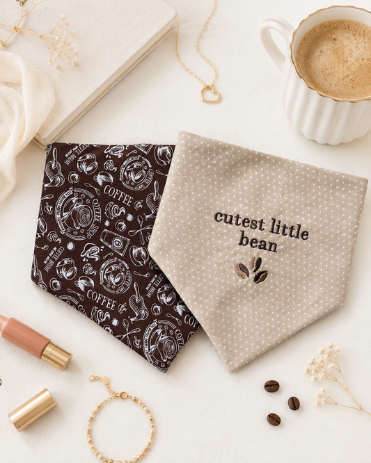 'Cutest Little Bean' Reversible Embroidered Bandana