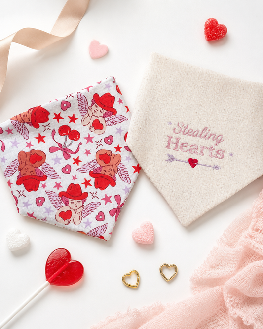 'Heart Stealer' Reversible Embroidered Bandana