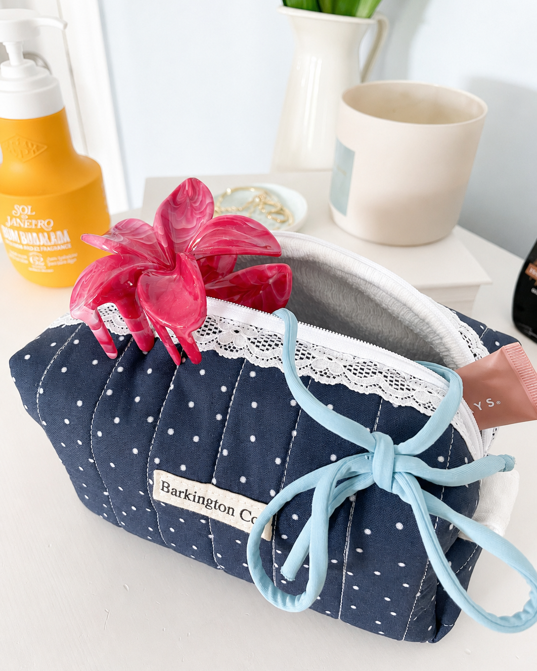 'Sunday In Navy' Cosmetic Bag