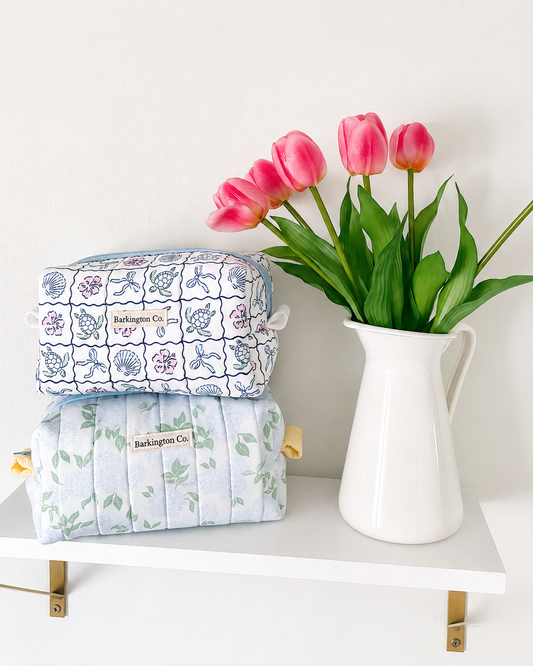'Soft Breeze' Custom Embroidered Cosmetic Bag