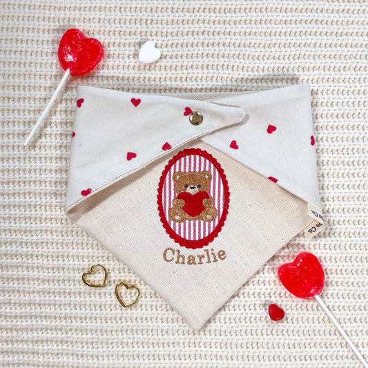 'Beary Loved' Reversible Custom Embroidered Bandana