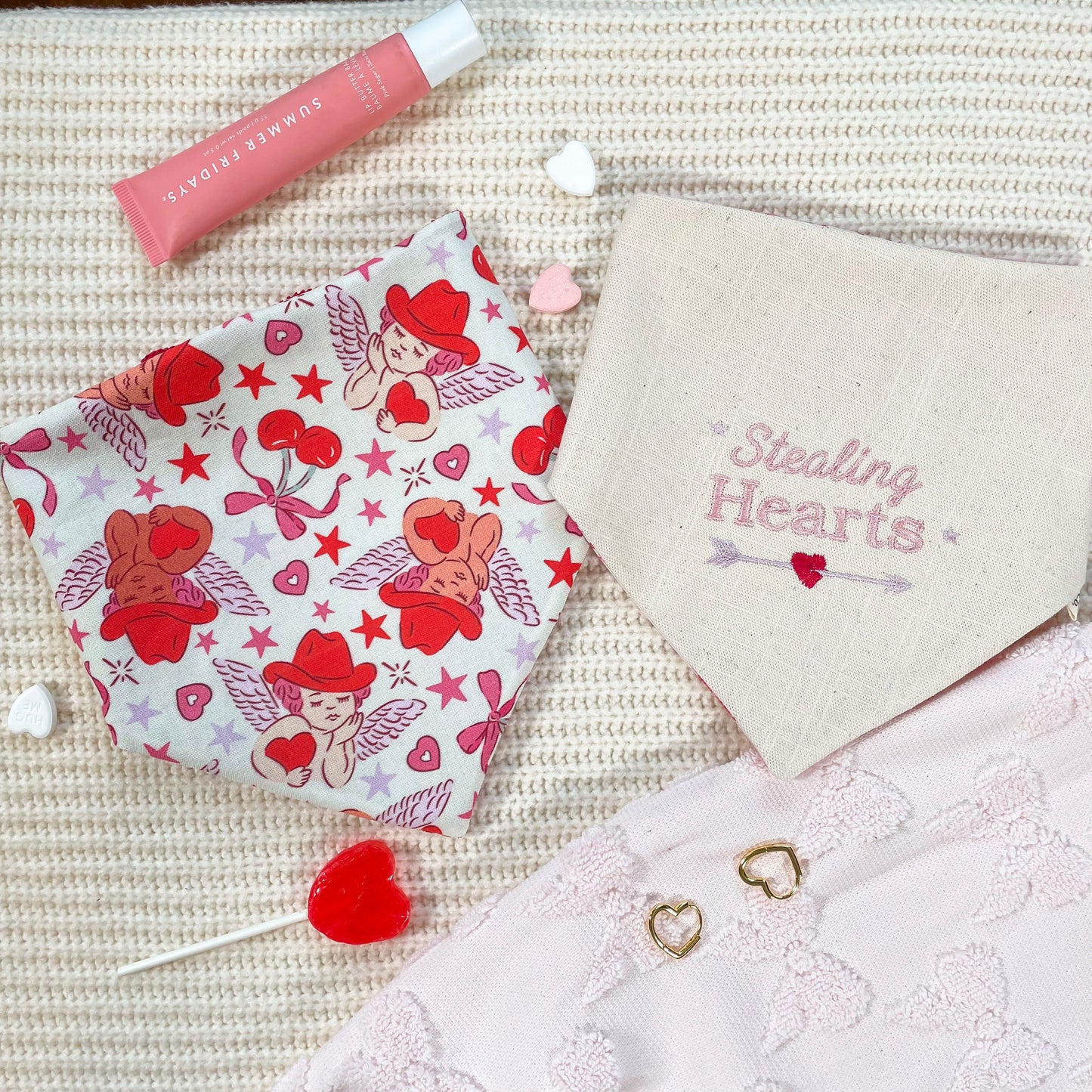 'Heart Stealer' Reversible Embroidered Bandana