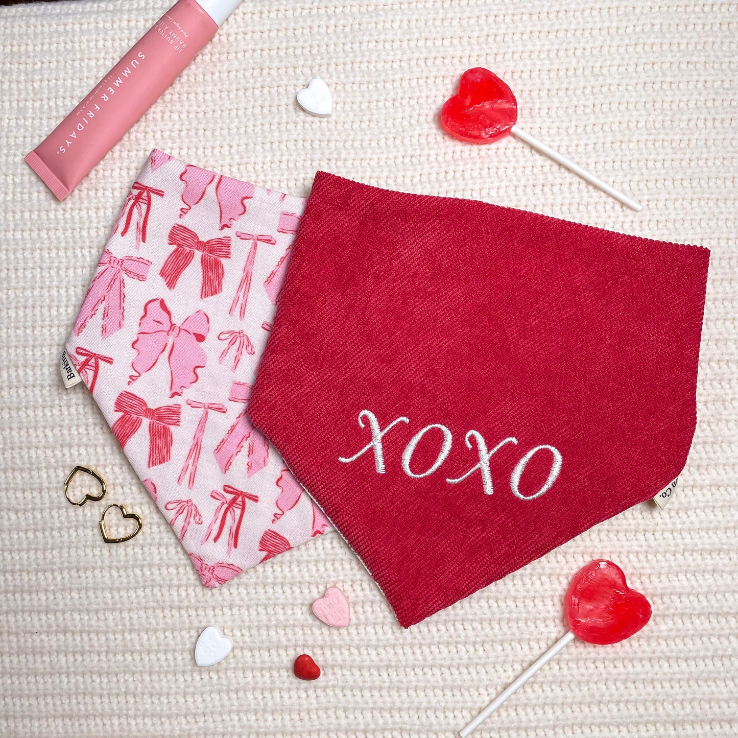 'XOXO' Reversible Embroidered Bandana