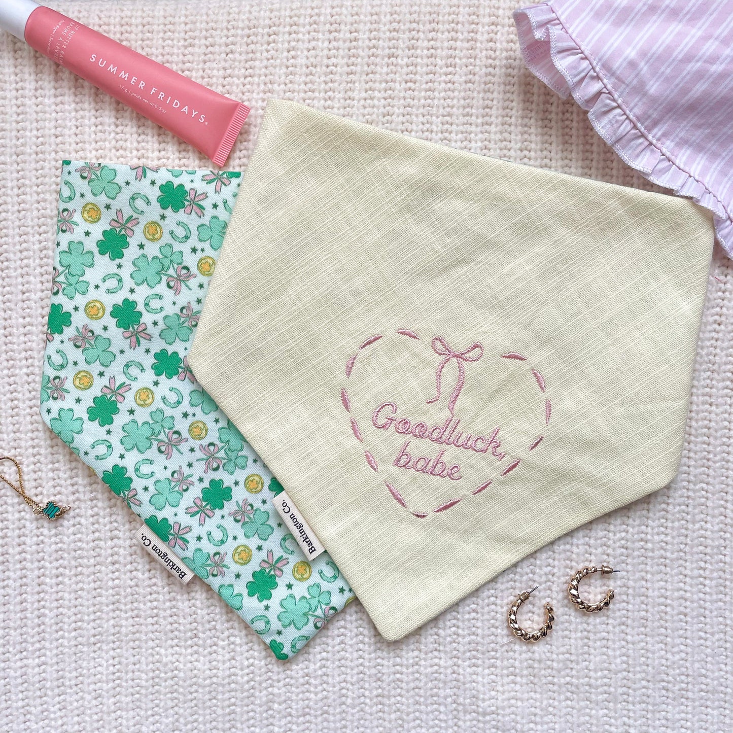'Goodluck, Babe' Reversible Embroidered Bandana