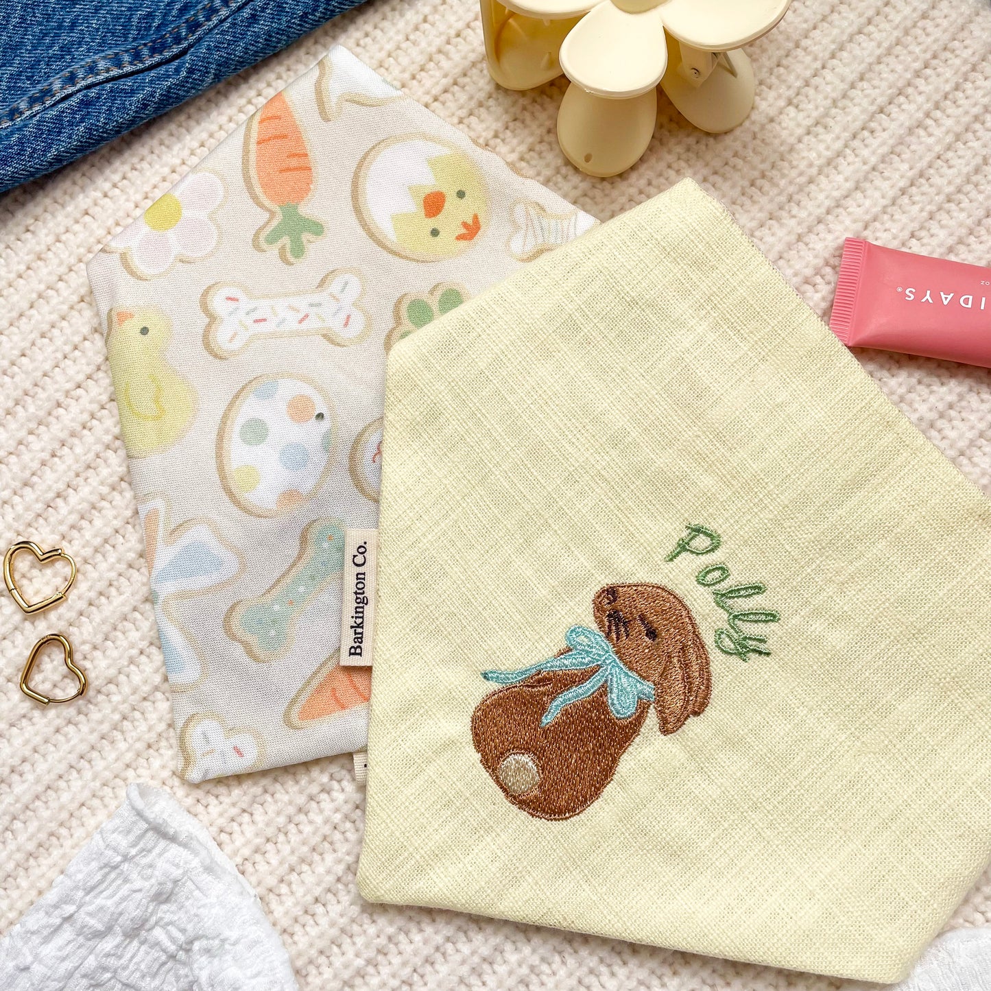 'Easter Cookies' Custom Embroidered Reversible Bandana