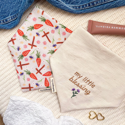 'LIttle Blessings' Reversible Embroidered Bandana