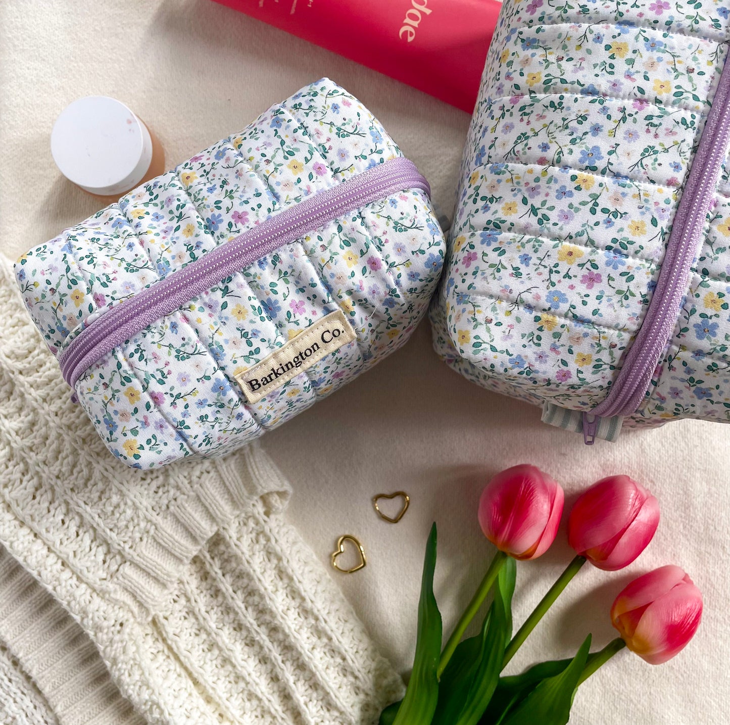 'Wildflower Kiss' Quilted Make-up Bag