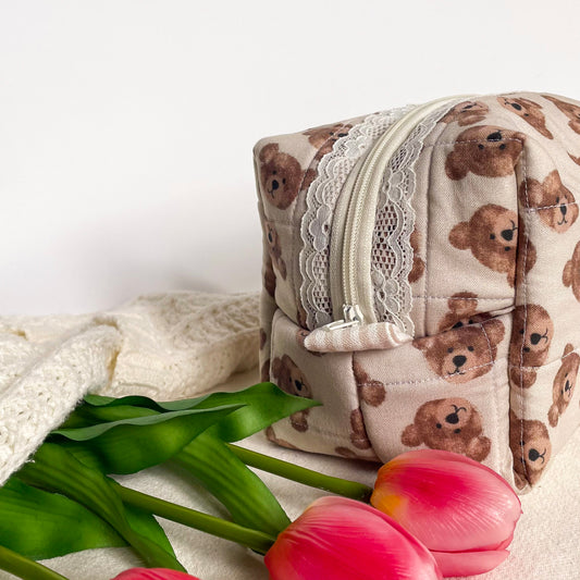 'Honey Bear' Quilted Make-up Bag
