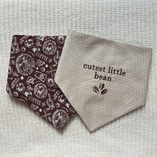 'Cutest Little Bean' Reversible Embroidered Bandana