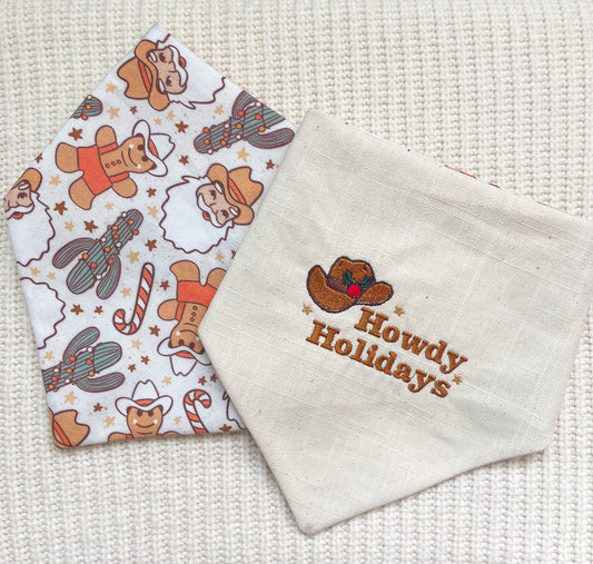 'Howdy Holidays' Reversible Embroidered Bandana