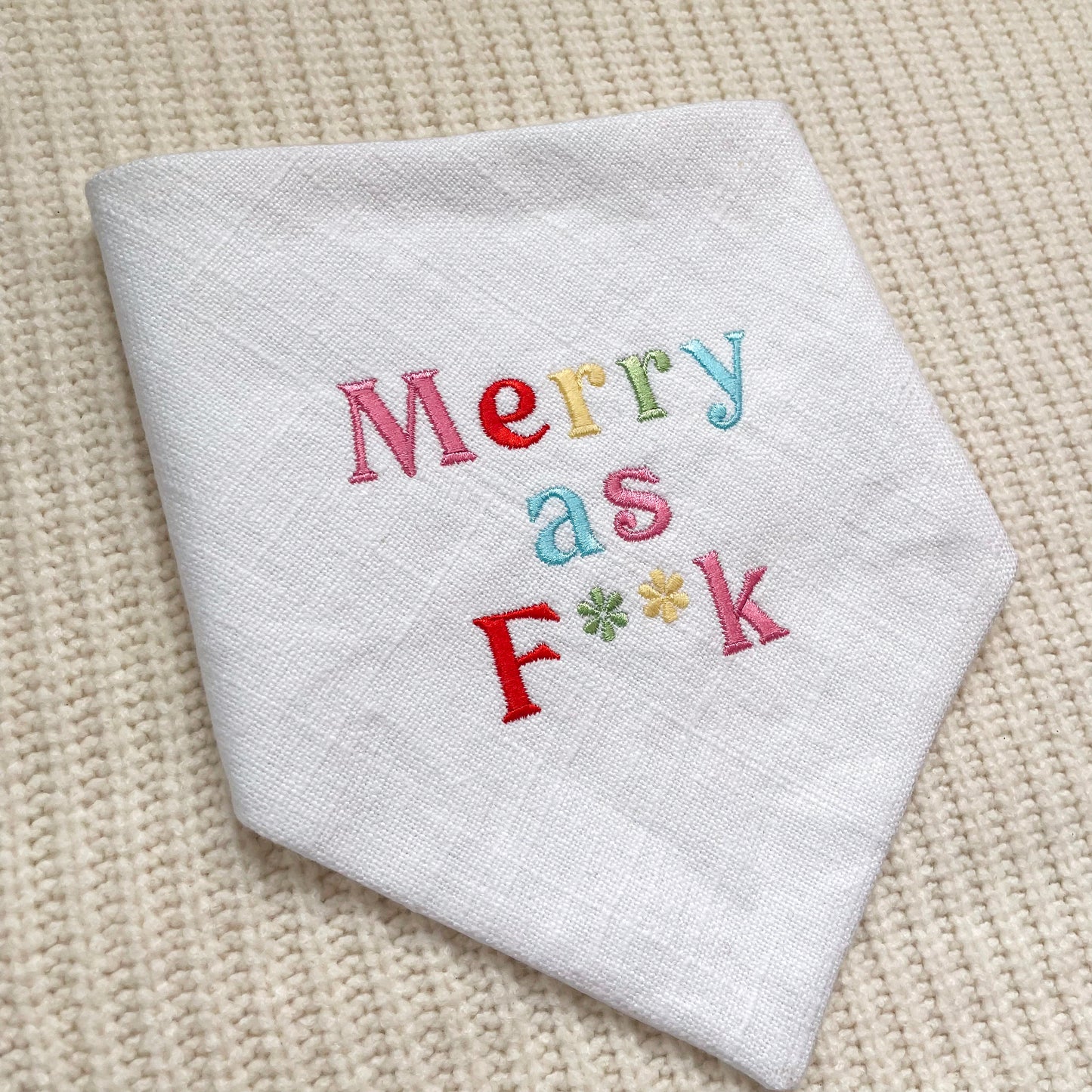 'Merry AF' Embroidered Bandana