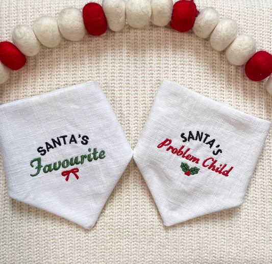 'Naughty or Nice' Double Embroidered Reversible Bandana