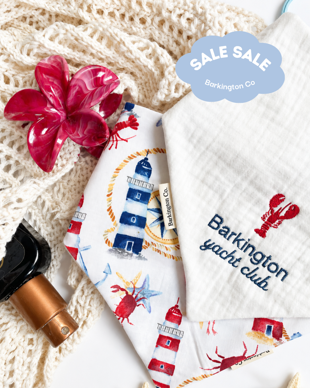 'Yacht Club' Embroidered Reversible Bandana